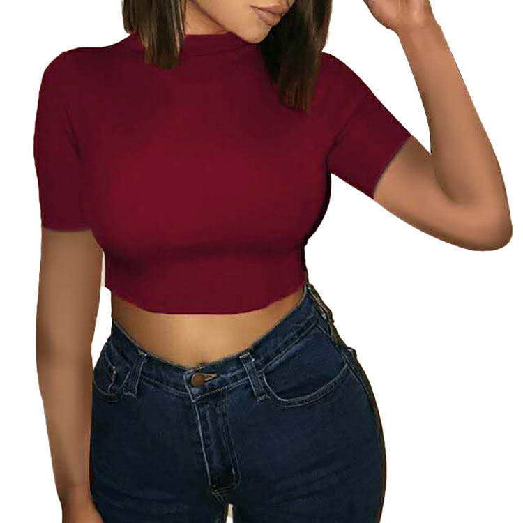 Women's Fashion Slim Round Neck Sleeve T-shirt Blouses