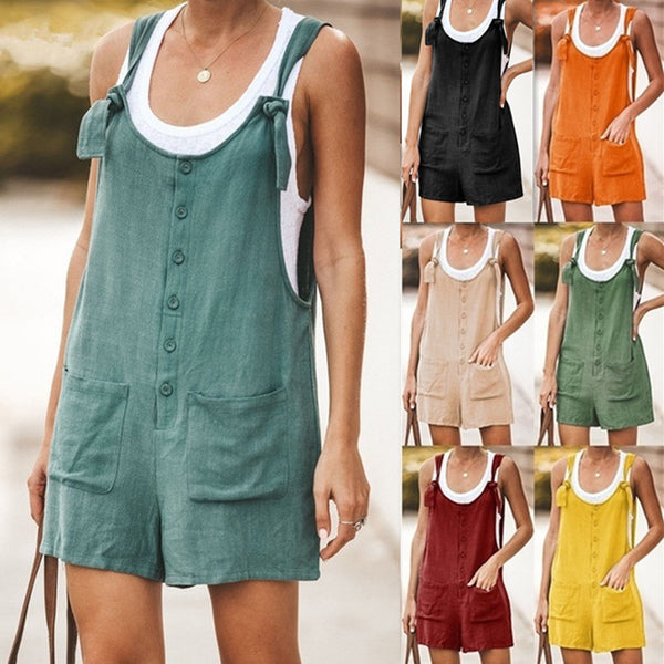 Sommerhose für Damen in reiner Farbe mit Tasche und Schnürung aus Baumwollleinen