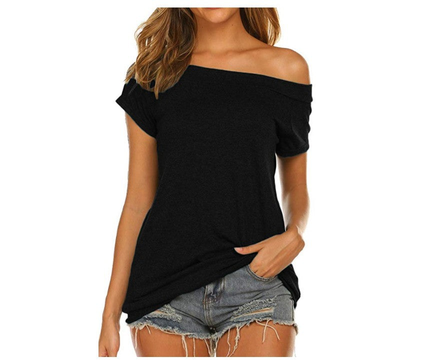 Schulterfreie, lässige, sexy T-Shirt-Blusen für Damen