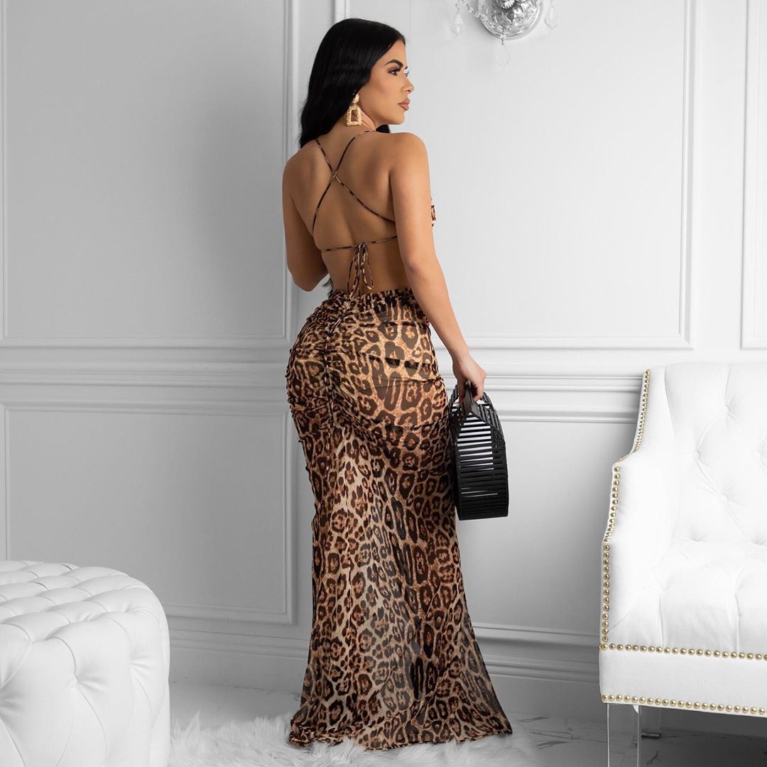 Women's Dress Leopard Print Chest Wrap Summer Dresses