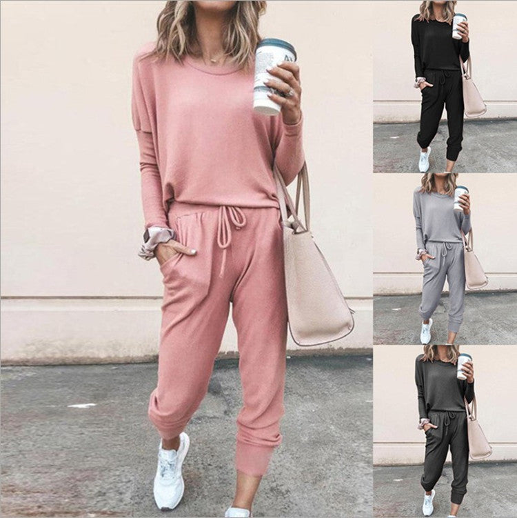 Women's Loose-fitting Solid Color Long Sleeves Casual Suits