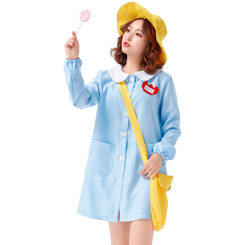 Blue Loose-fitting Daily Casual Nurse Clothes Halloween Assembly Costumes