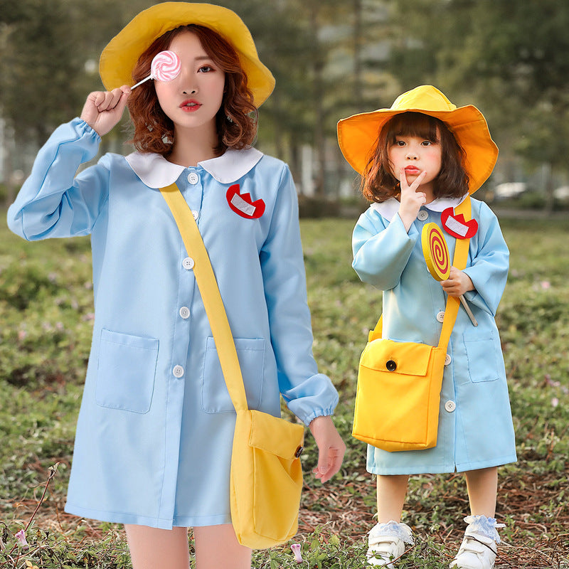 Blue Loose-fitting Daily Casual Nurse Clothes Halloween Assembly Costumes