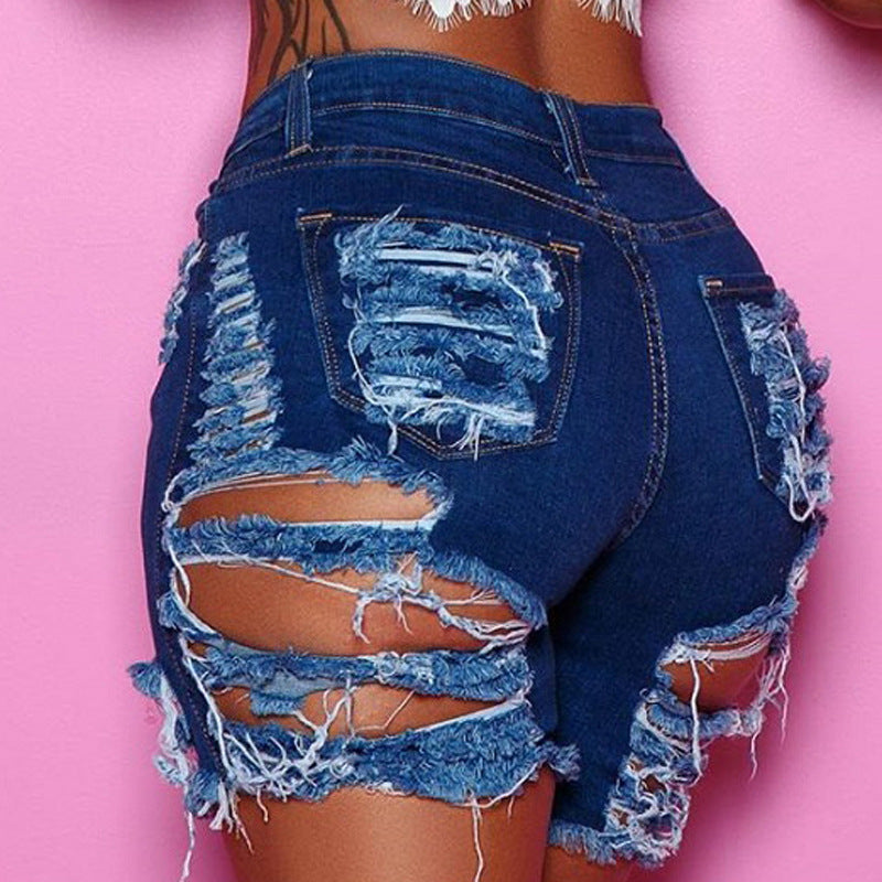 Classic Trendy Ripped Stretch Denim Cropped Jeans