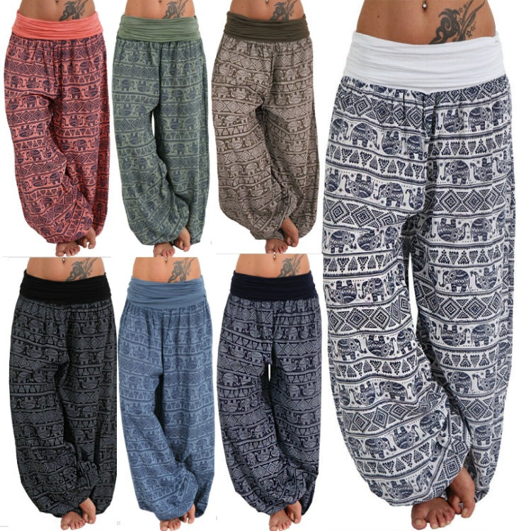Women's Loose Printed Wide-leg Casual Slacks Pants