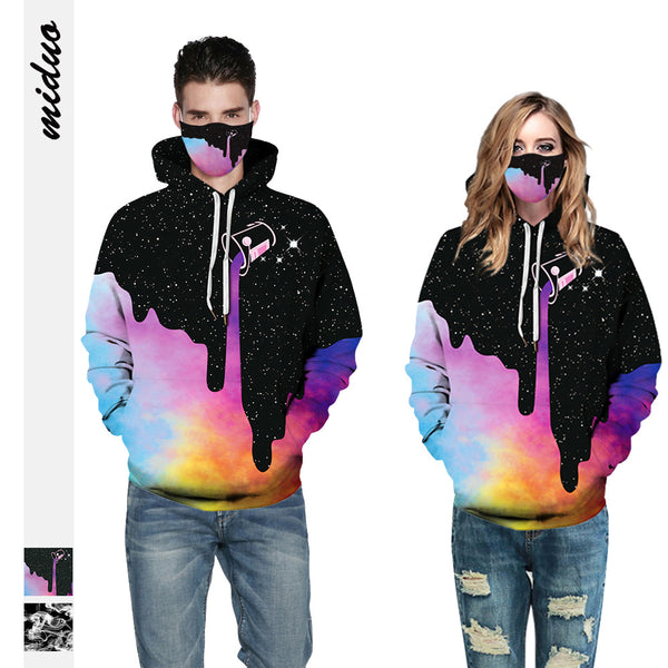 Starry Sky Color Digital Printed Hoodie Couple Sweaters