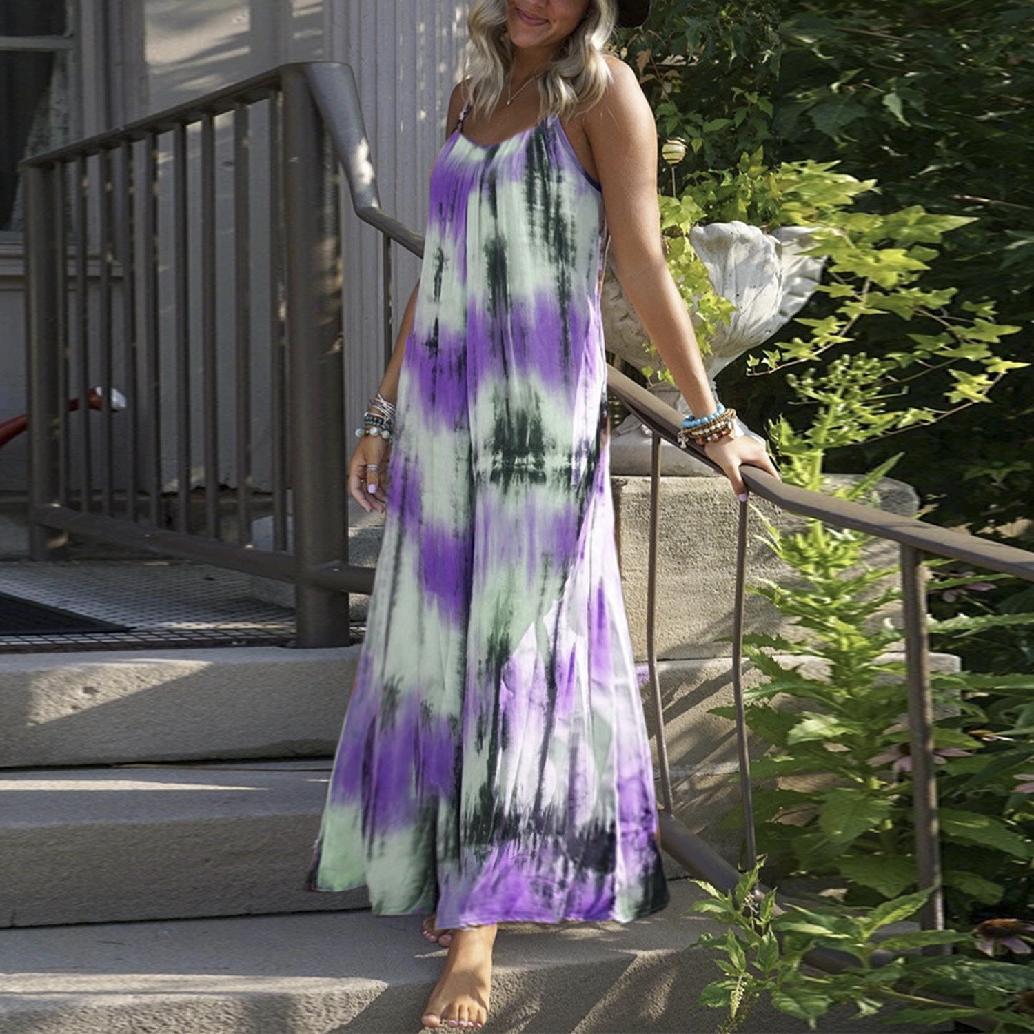 Women's Quality Loose Tie-dye Print Long Dresses