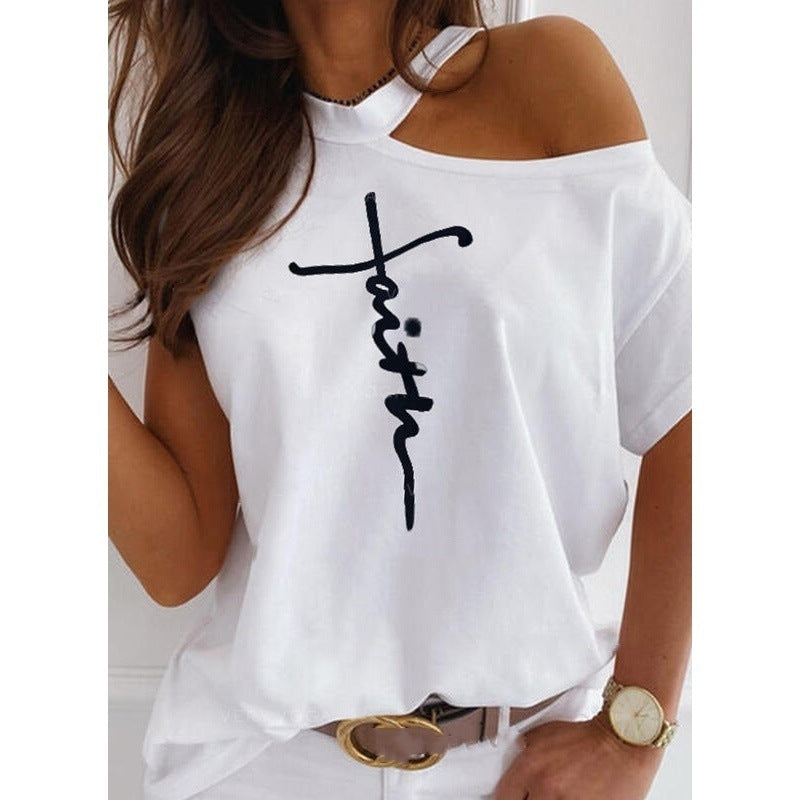 Letter Print Halter Fashion Casual Sleeve Shorts