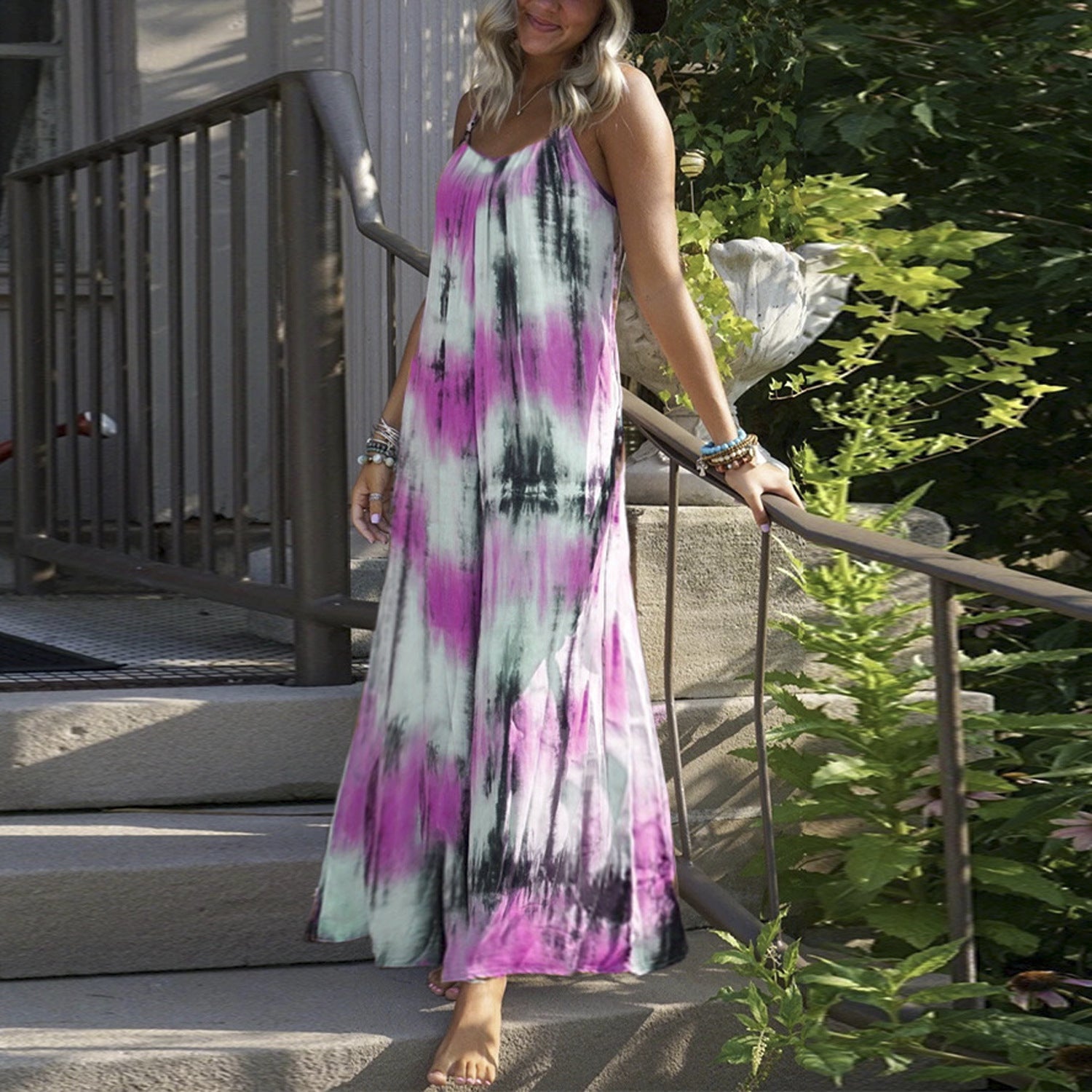 Women's Quality Loose Tie-dye Print Long Dresses