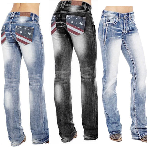 Slim-Fit-Jeans für Damen mit weitem Bein