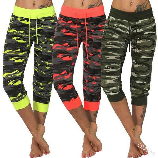 Women's Yoga Printed Cropped Trousers Drawstring Pants