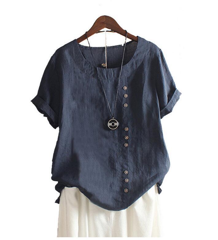 Large Casual Loose Cotton Linen Sleeve Pullover Shorts