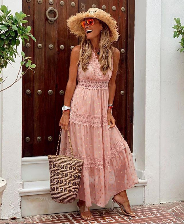 Women's Summer Sexy Deep V Sleeveless Chiffon Dresses