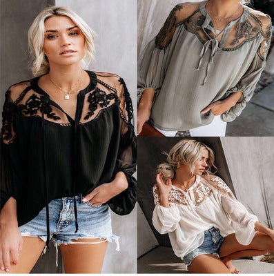 Women's Solid Color Chiffon Loose Slimming Shirt Blouses