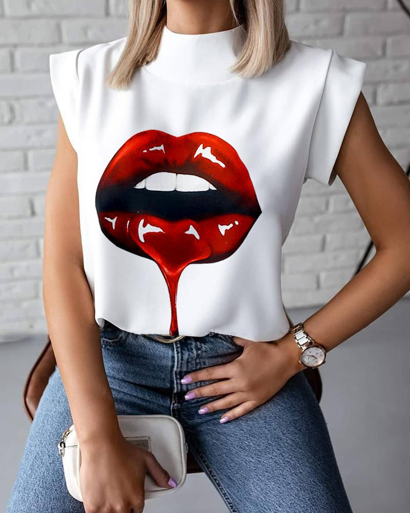 Women's Summer Simple Collar Printings Shirt Blouses