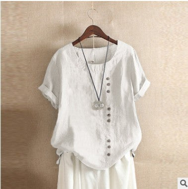 Large Casual Loose Cotton Linen Sleeve Pullover Shorts