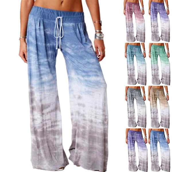 Women's Loose Gradient Print Yoga Wide Leg Sports Pants