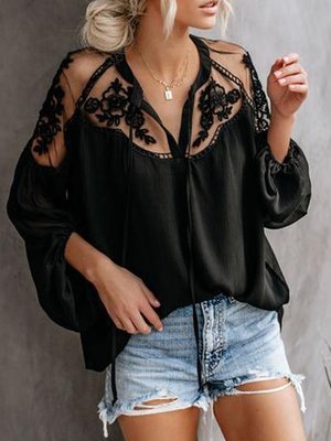 Women's Solid Color Chiffon Loose Slimming Shirt Blouses