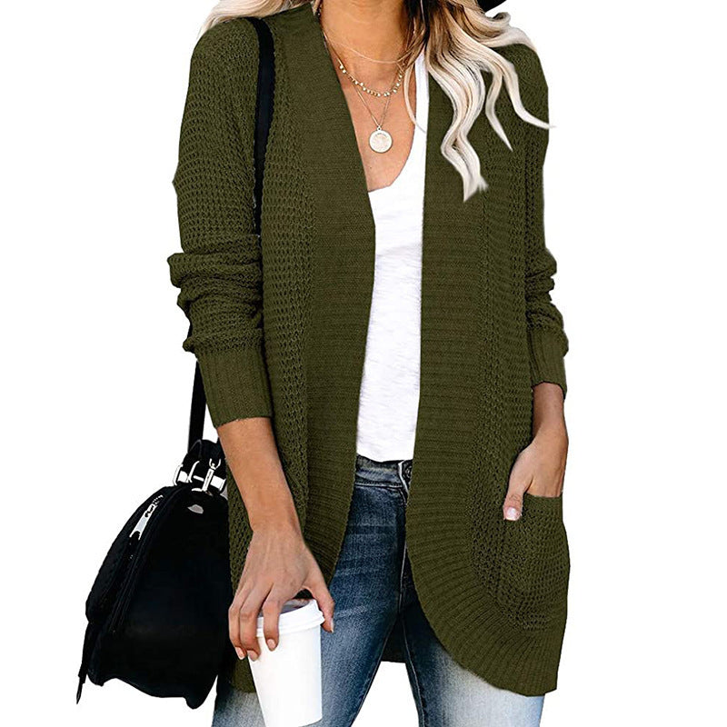 Attractive Women's Popular Curved Large Pocket Sweaters