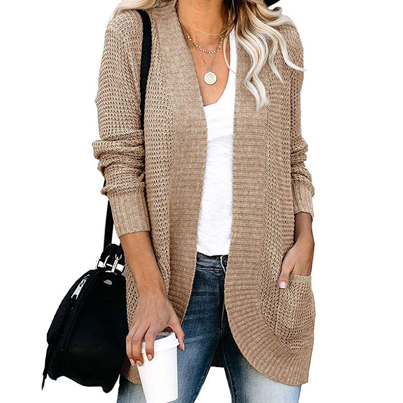 Attractive Women's Popular Curved Large Pocket Sweaters