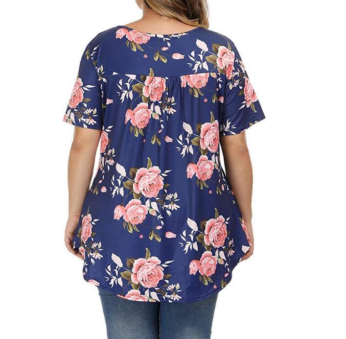 Women's Stylish Graceful V-neck Buttons Printed Blouses