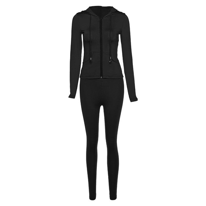 Women's Autumn Hooded Slim Fit Sports And Suits