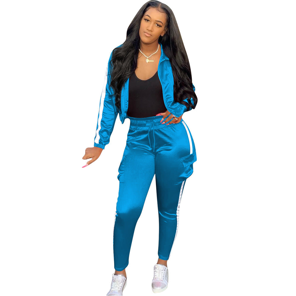 Women's Luminous Tape Stitching Sports Casual Two-piece Suits