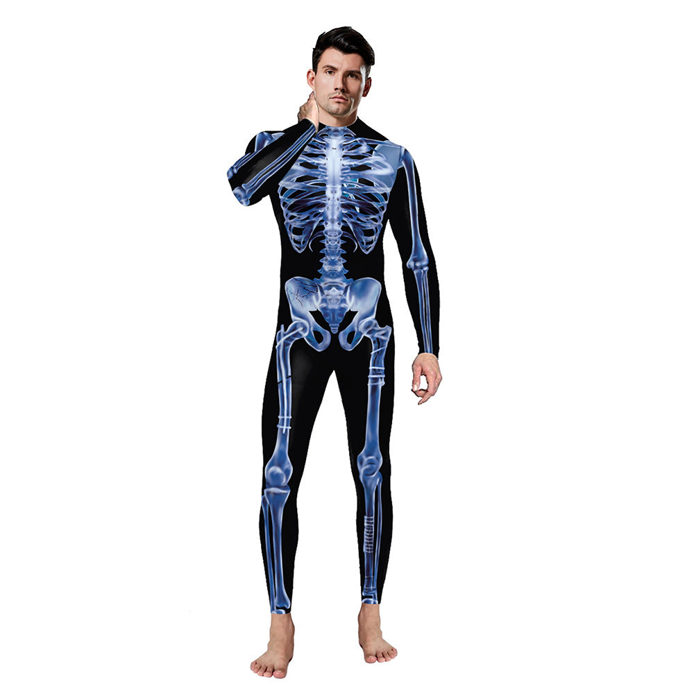 Ghost Festival Horror Skull Frame Printing One-piece Costumes