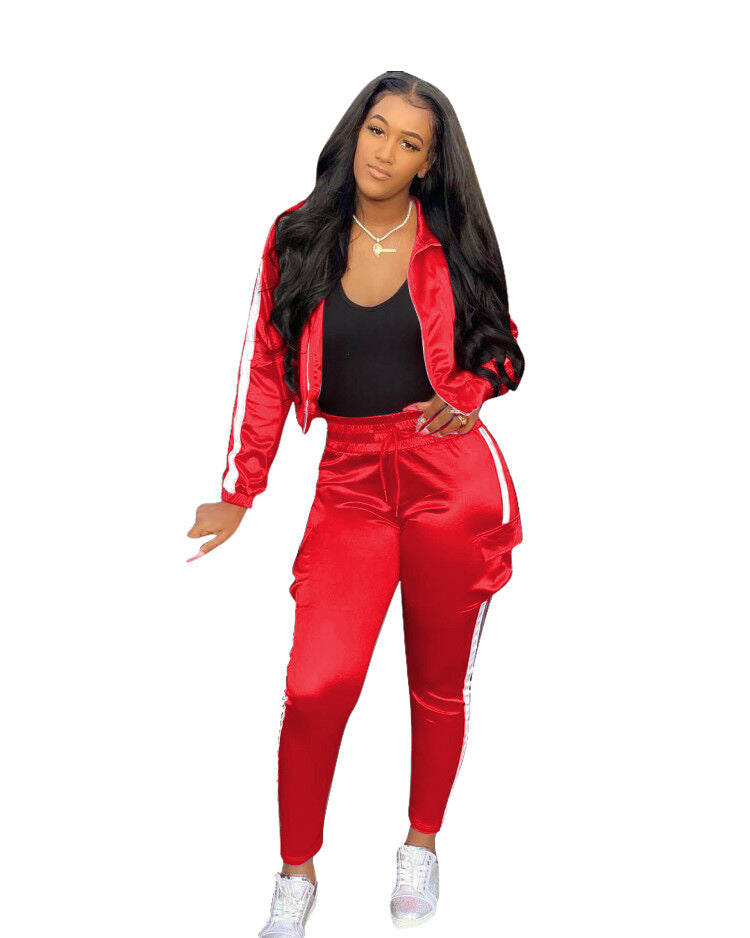 Women's Luminous Tape Stitching Sports Casual Two-piece Suits