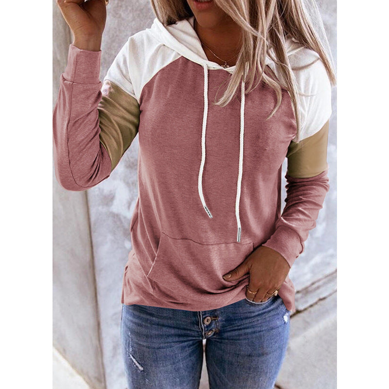 Women's Casual Long Sleeve Loose Color Stitching Sweaters