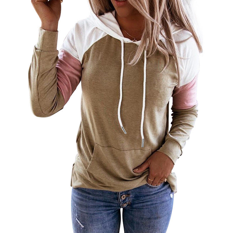 Women's Casual Long Sleeve Loose Color Stitching Sweaters