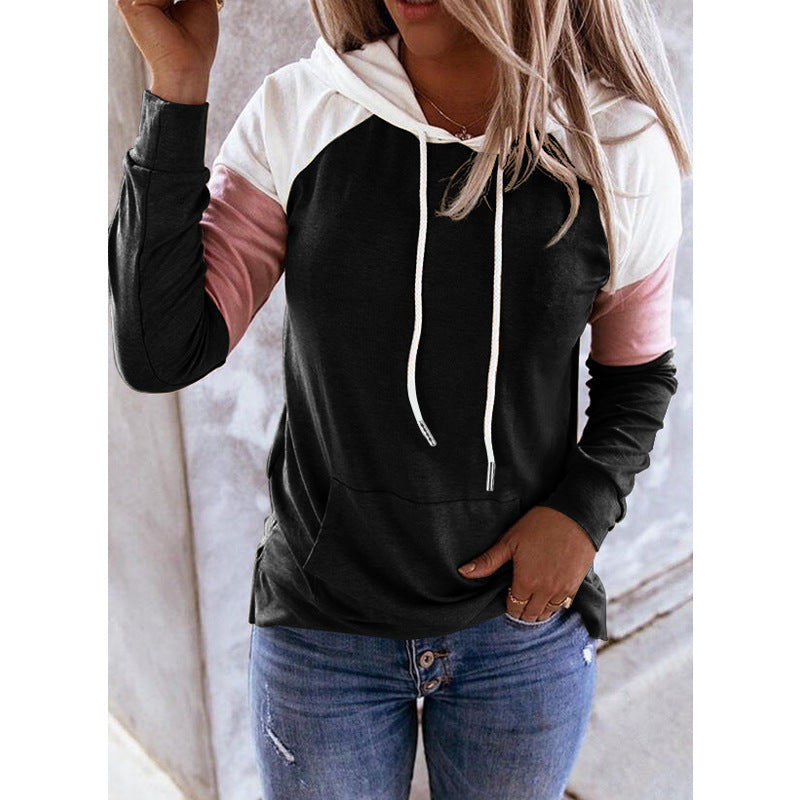 Women's Casual Long Sleeve Loose Color Stitching Sweaters