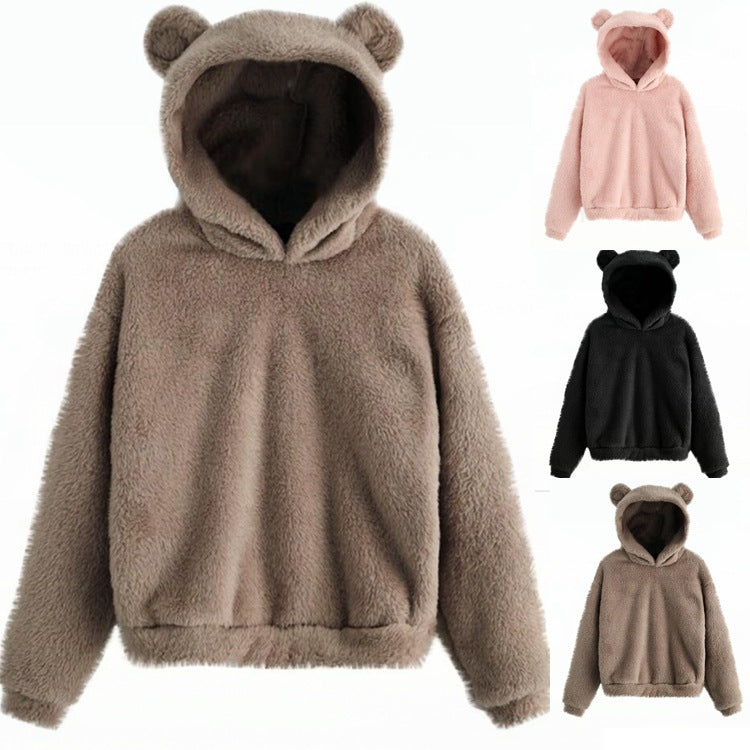 Fashion Trendy Fluffy Rabbit Hooded Warm Sweaters