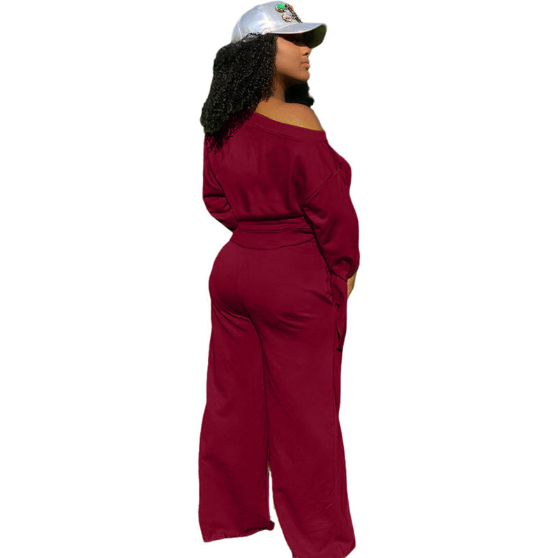Women's Solid Color Long Sleeve Padded Loose Suits
