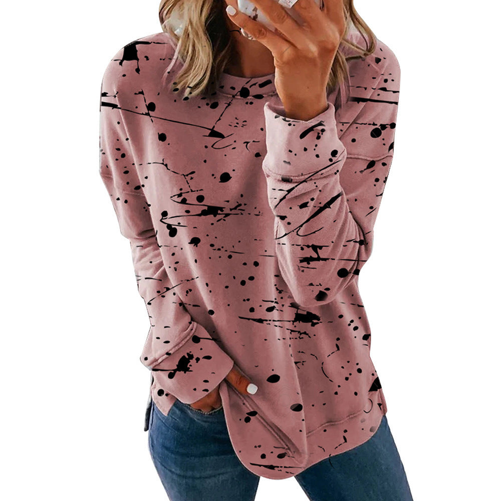 Women's Graffiti Printing Loose Long-sleeved T-shirt Blouses