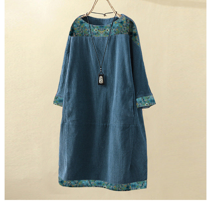 Comfortable Fashion Leisure Corduroy Printed Dress Dresses