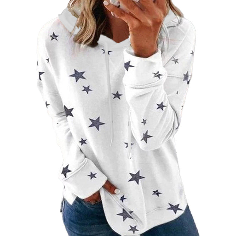 Women's Star Print Loose Large Hooded Sweaters