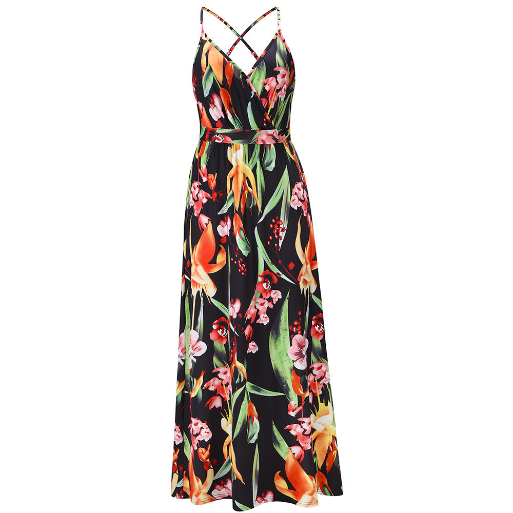 Women's Bohemian Floral Strap Maxi Dress Plus Size