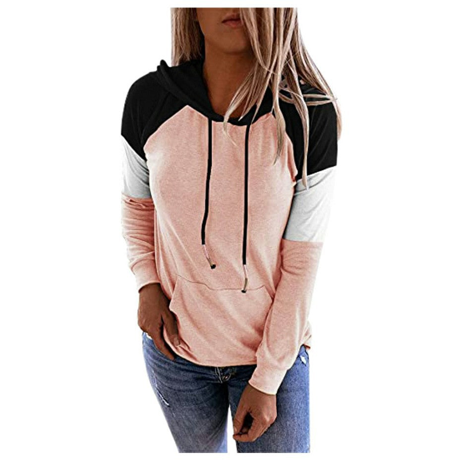 Women's Casual Long Sleeve Loose Color Stitching Sweaters