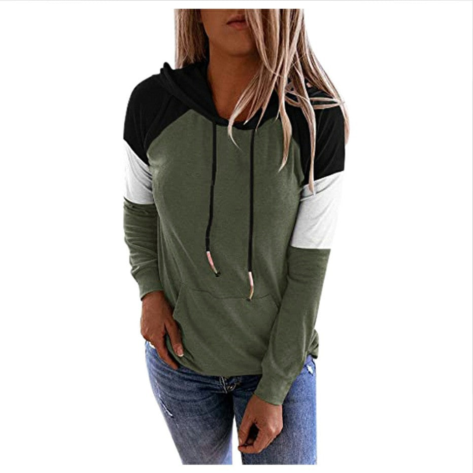 Women's Casual Long Sleeve Loose Color Stitching Sweaters