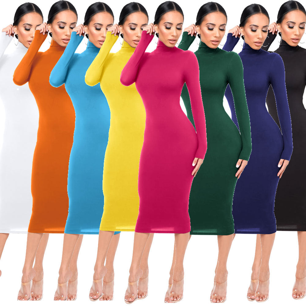 Sexy Turtleneck Fleece Thickened Slim Fit Skirts