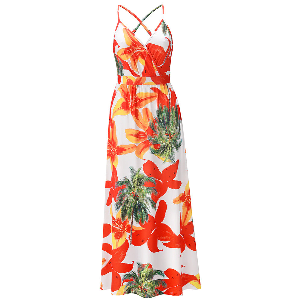 Women's Bohemian Floral Strap Maxi Dress Plus Size