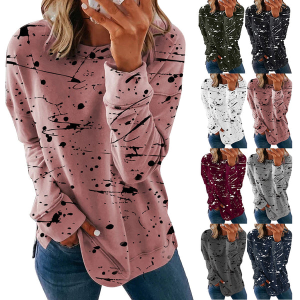 Women's Graffiti Printing Loose Long-sleeved T-shirt Blouses