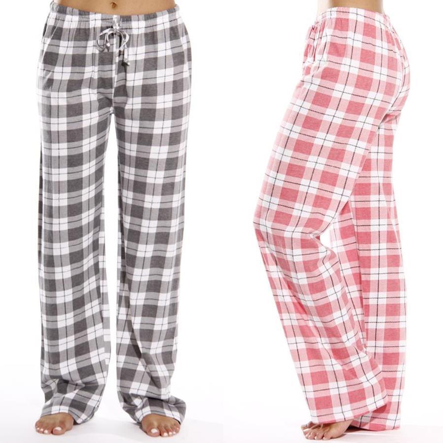 Women's Classic Plaid Home Casual Trousers Loose Pants