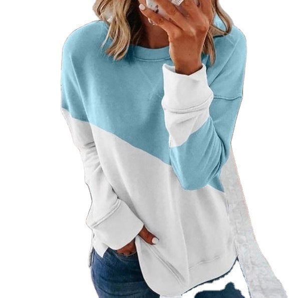 Women's Color Matching Long Sleeve Round Neck Contrast Sweaters