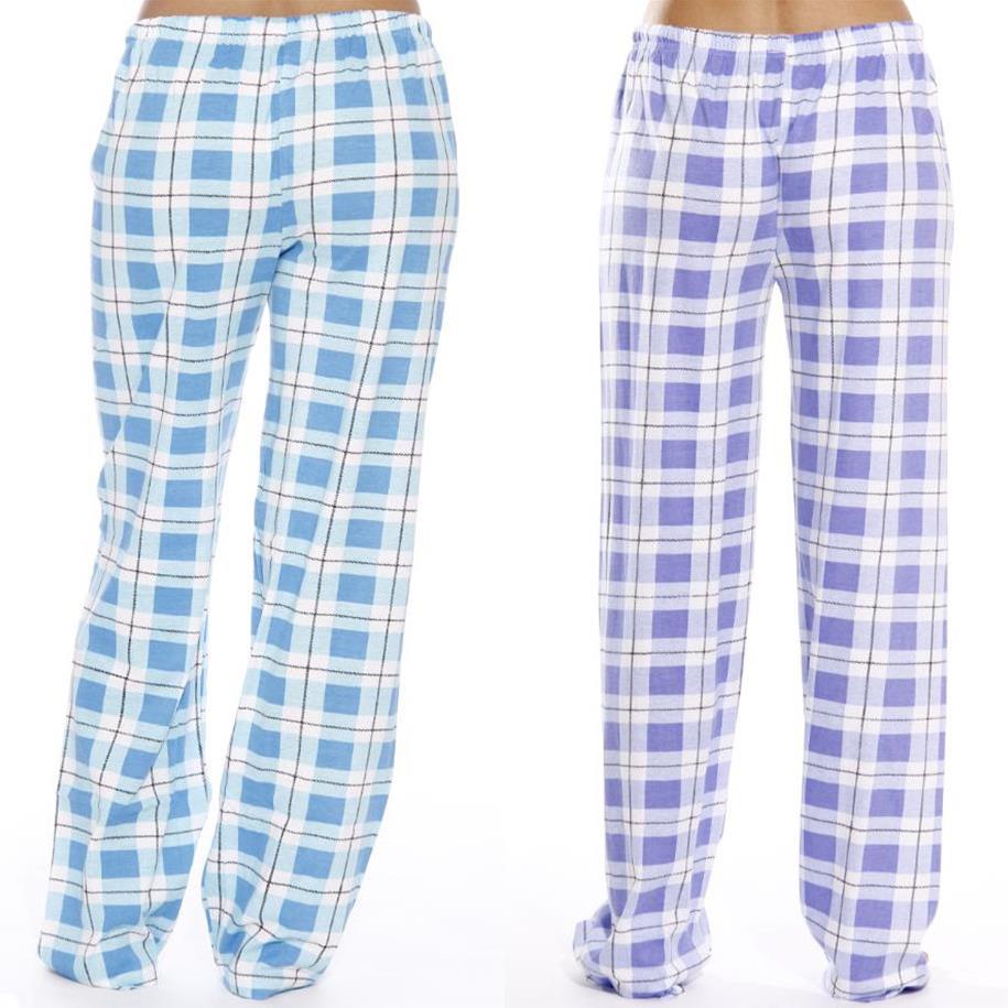 Women's Classic Plaid Home Casual Trousers Loose Pants