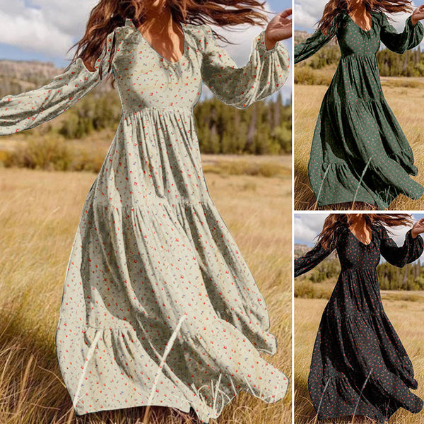 Women's Creative Winter Casual Elegant Chiffon Pullover V-neck Swing Dresses