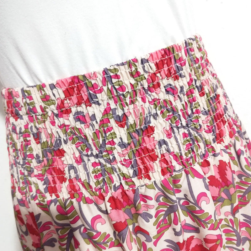 Women's Rayon Printed Irregular High Waist Long Skirts