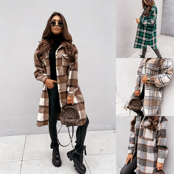 Casual Fashion Long Sleeve Plaid Printed Blouses