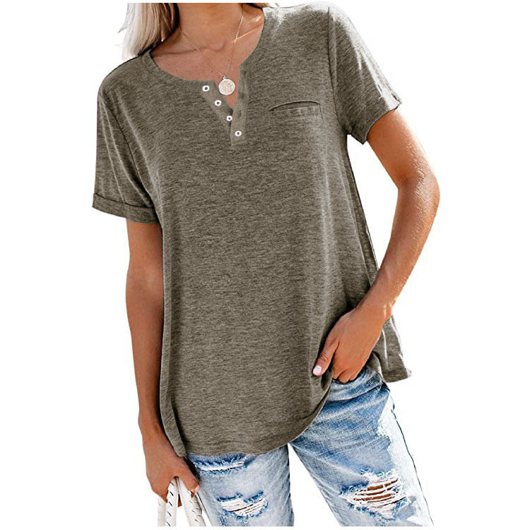 Women's Durable Stylish V-neck Solid Color Blouses